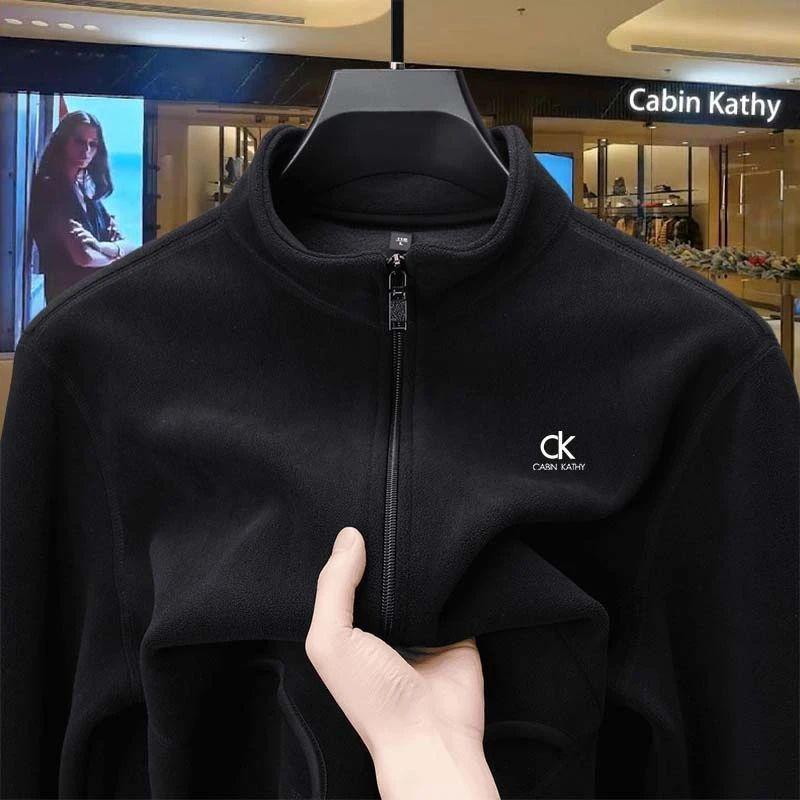 Men's Xinjiang Cotton Fleece-Lined Zip-Up Cardigan Hoodie
