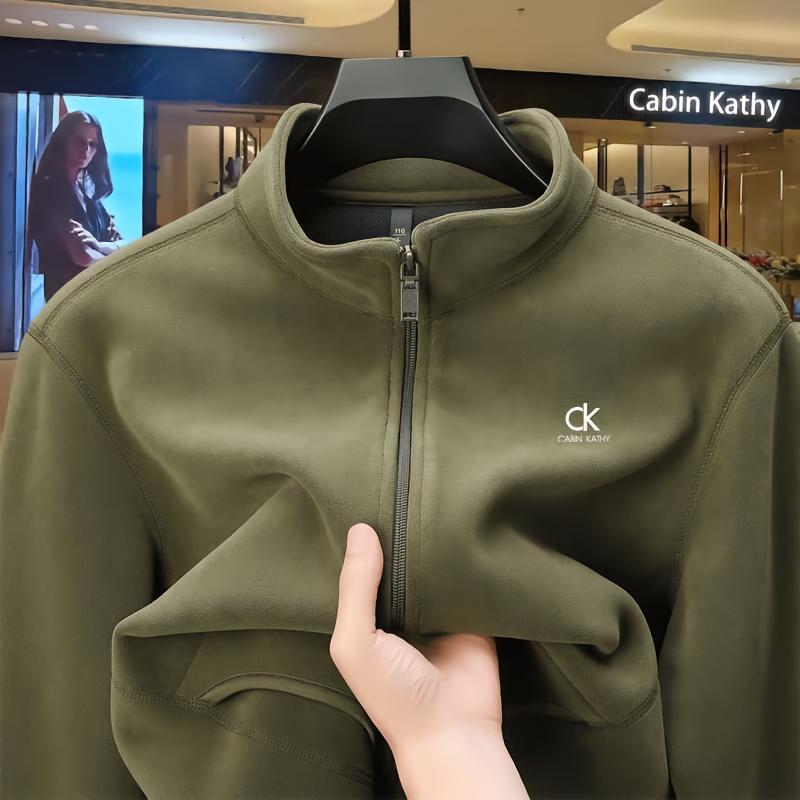 Men's Xinjiang Cotton Fleece-Lined Zip-Up Cardigan Hoodie