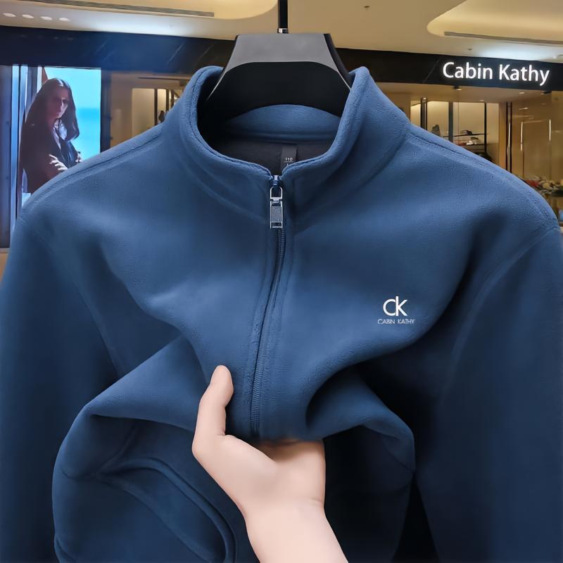Men's Xinjiang Cotton Fleece-Lined Zip-Up Cardigan Hoodie