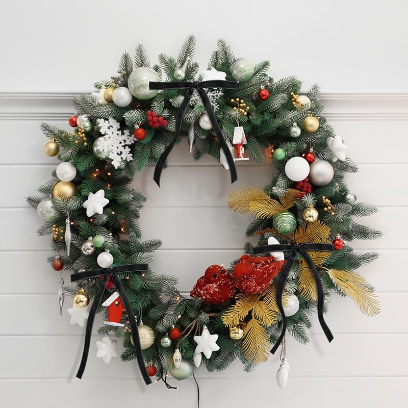 24Pcs Velvet Christmas Ribbon Bows Set - Premium Vintage Tree & Wreath Decor