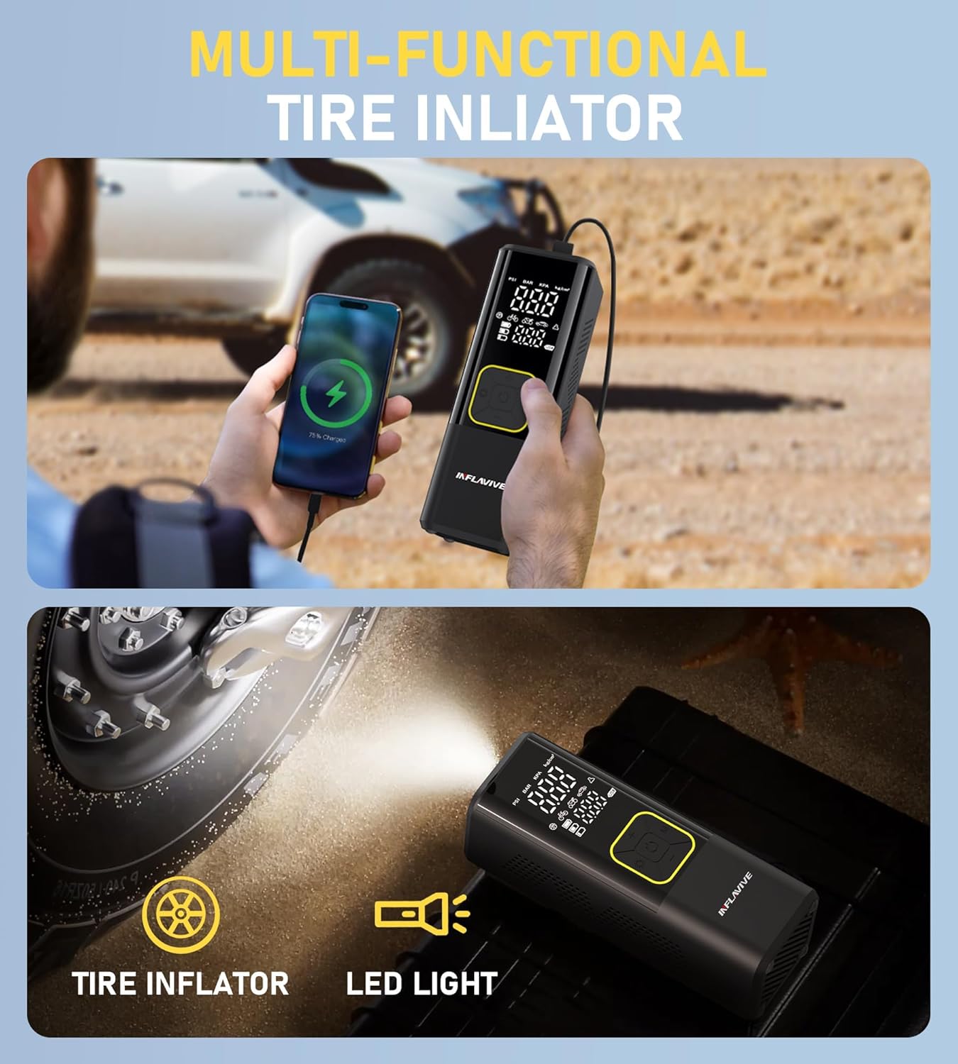 InflaVive 150 PSI Cordless Tire Inflator