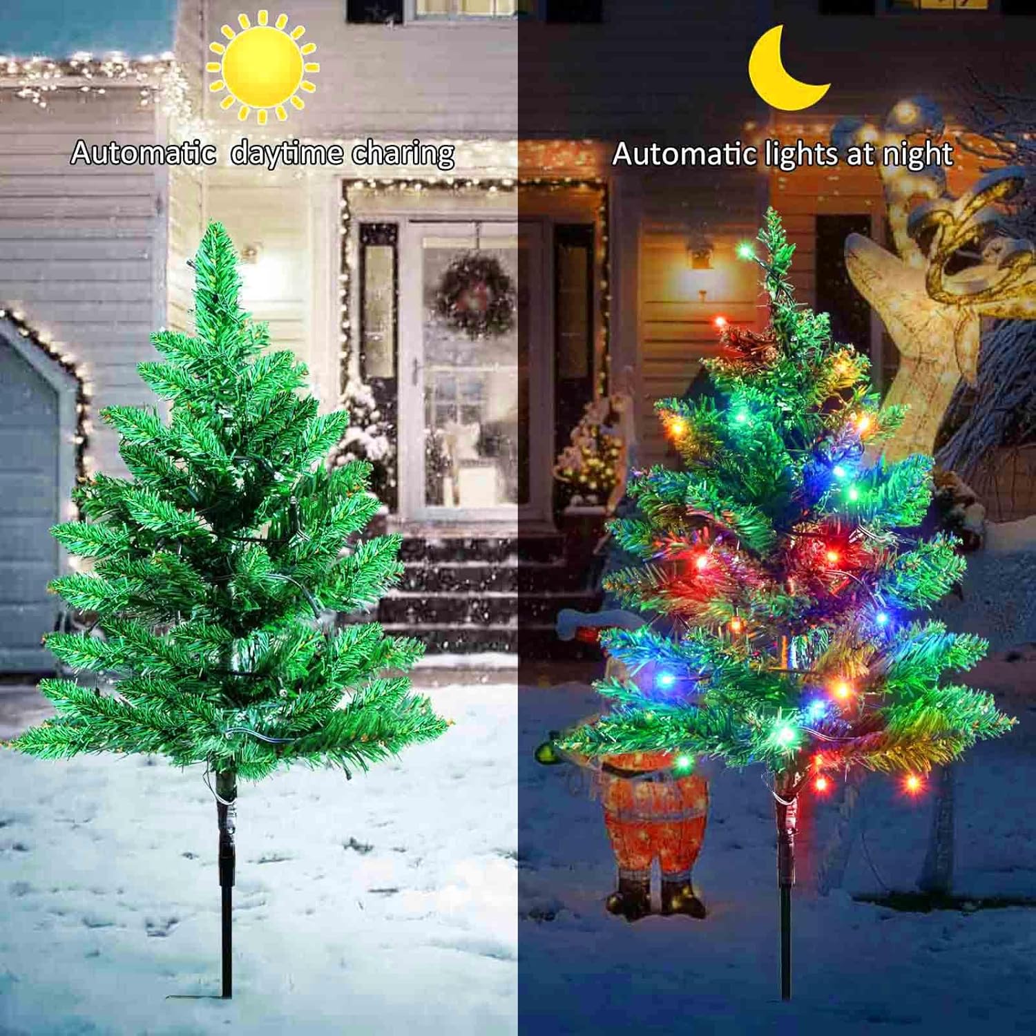 Solar-Powered Waterproof 120 LED Outdoor Christmas Garden Stake Lights