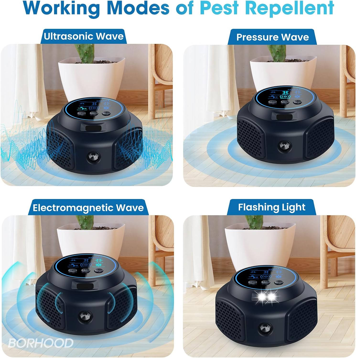 Ultrasonic Indoor Pest Repeller – 3-Mode Plug-In Rodent & Insect Control Device