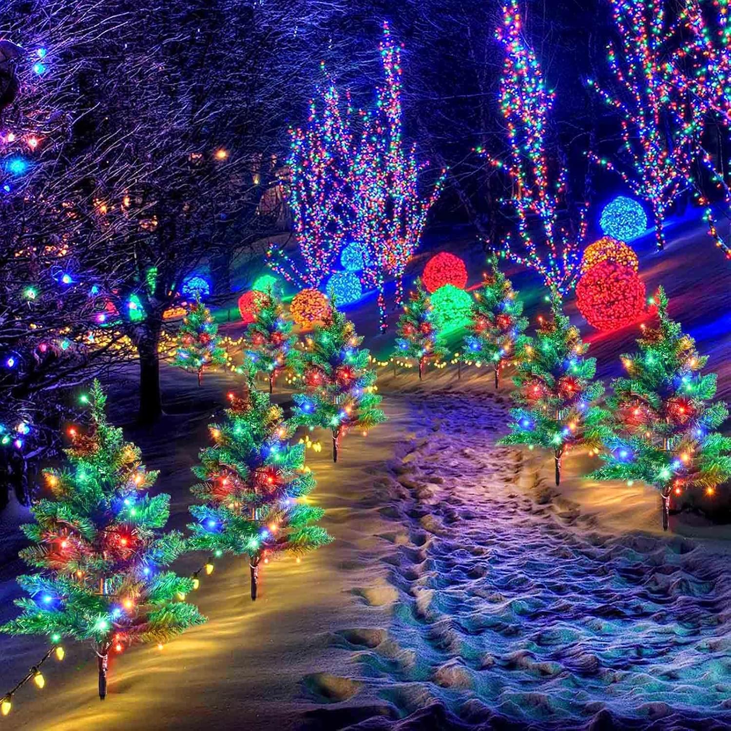 Solar-Powered Waterproof 120 LED Outdoor Christmas Garden Stake Lights