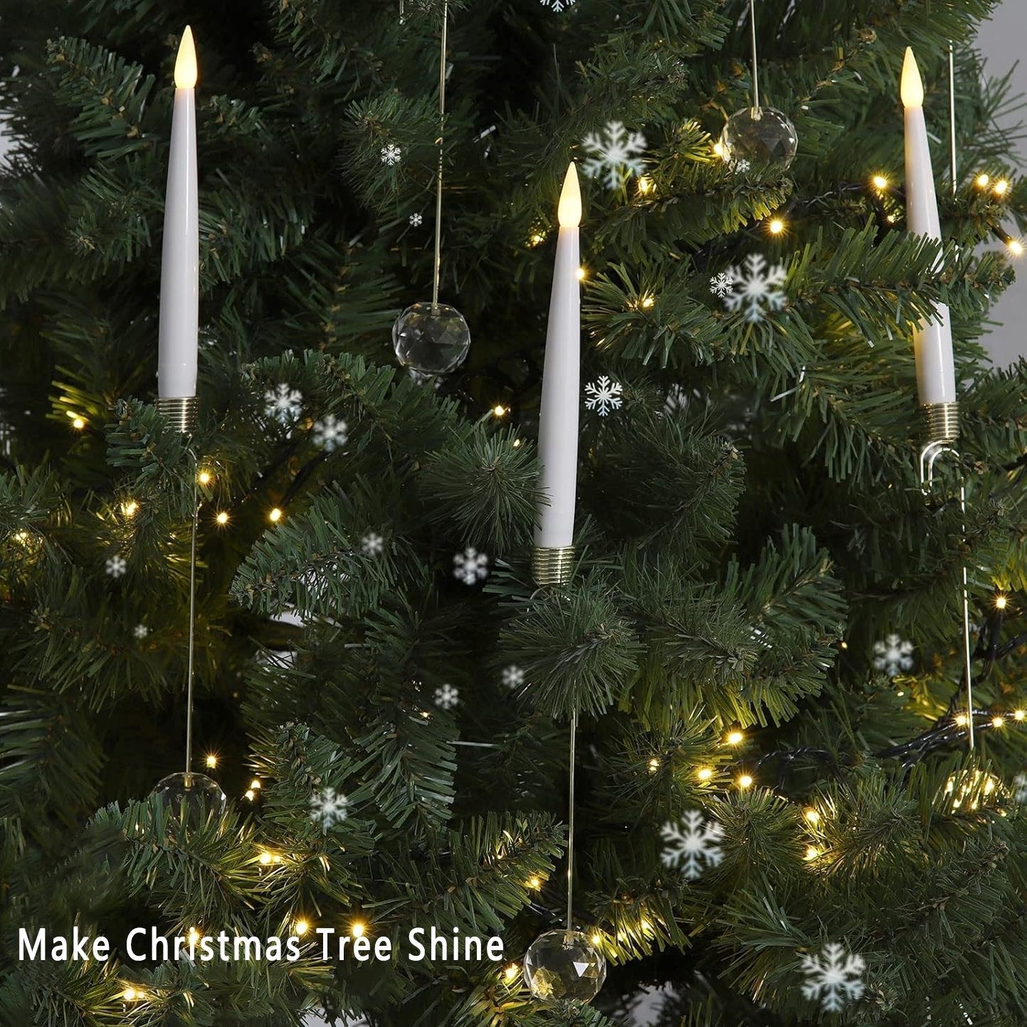 🎄Christmas Tree Led Candles with Clear Crystal Ball Hook