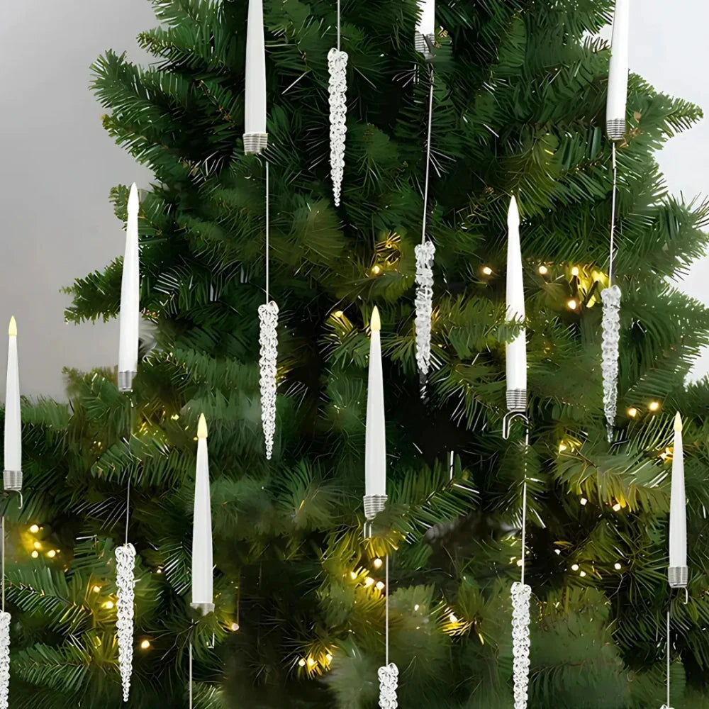 🎄Christmas Tree Led Candles with Clear Crystal Ball Hook
