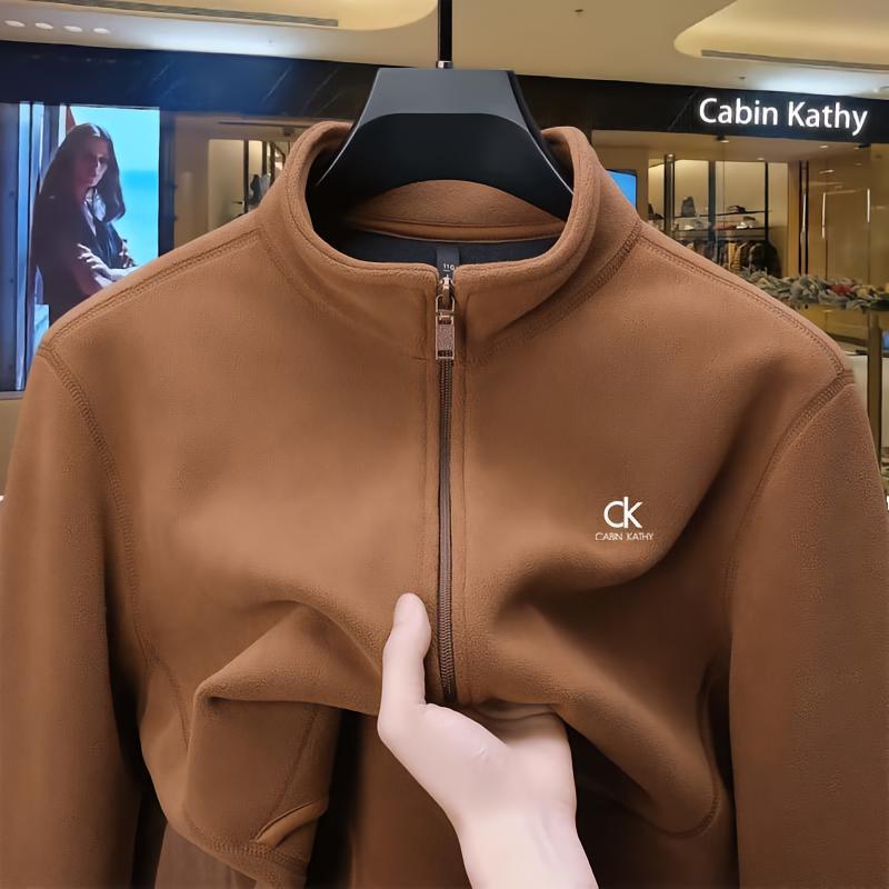 Men's Xinjiang Cotton Fleece-Lined Zip-Up Cardigan Hoodie