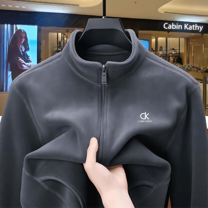 Men's Xinjiang Cotton Fleece-Lined Zip-Up Cardigan Hoodie