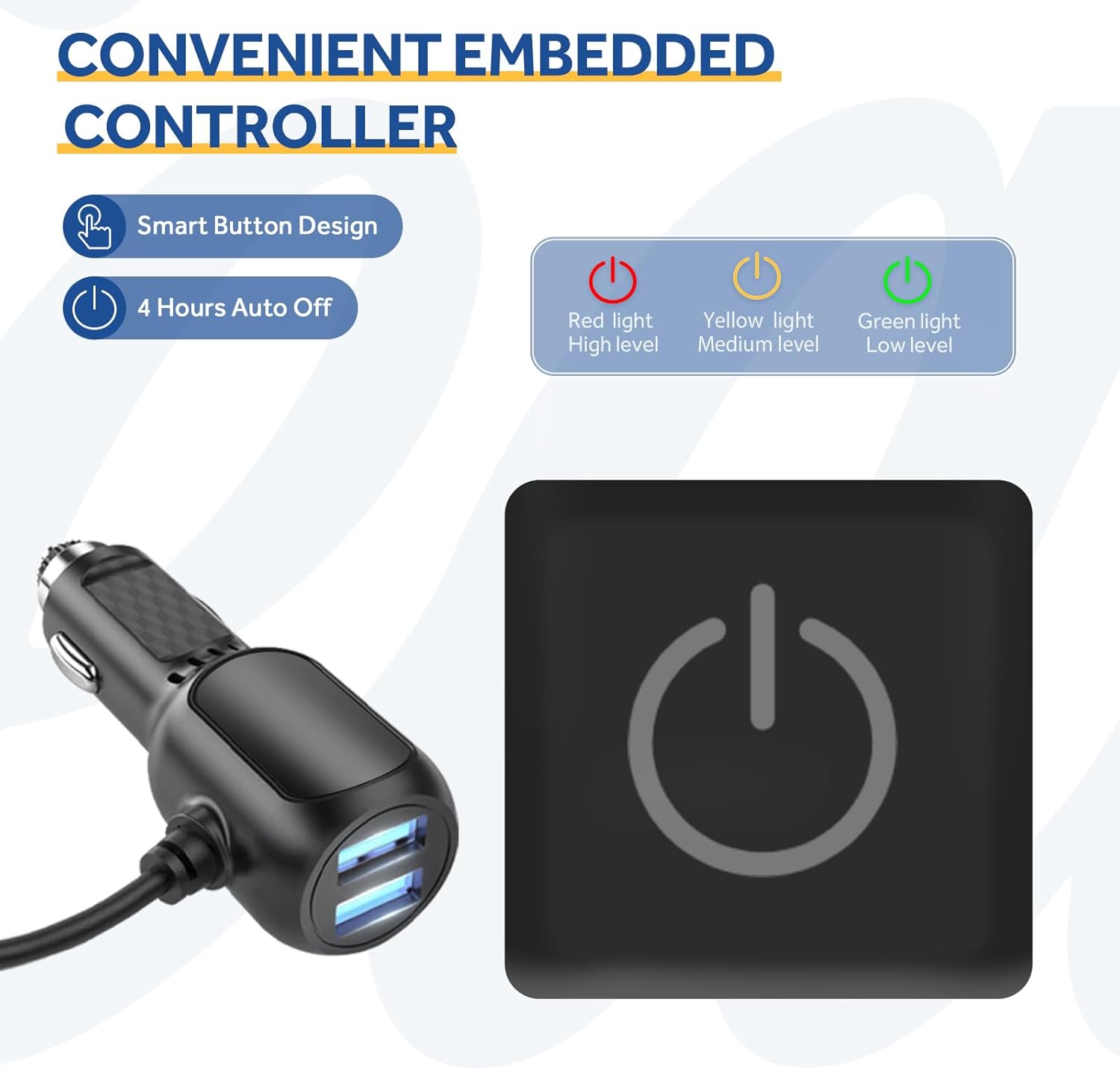 12‑Volt Heated Car Blanket with Dual USB, 3 Heat Levels & 4‑Hour Auto-Off