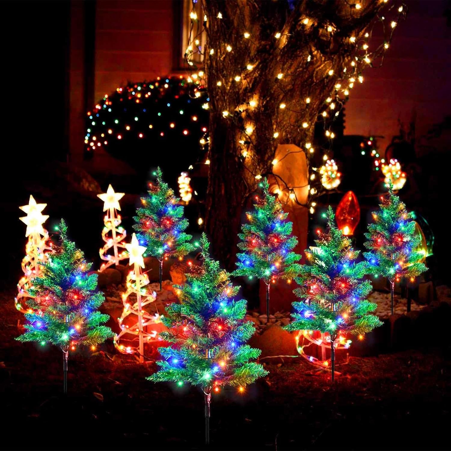 Solar-Powered Waterproof 120 LED Outdoor Christmas Garden Stake Lights