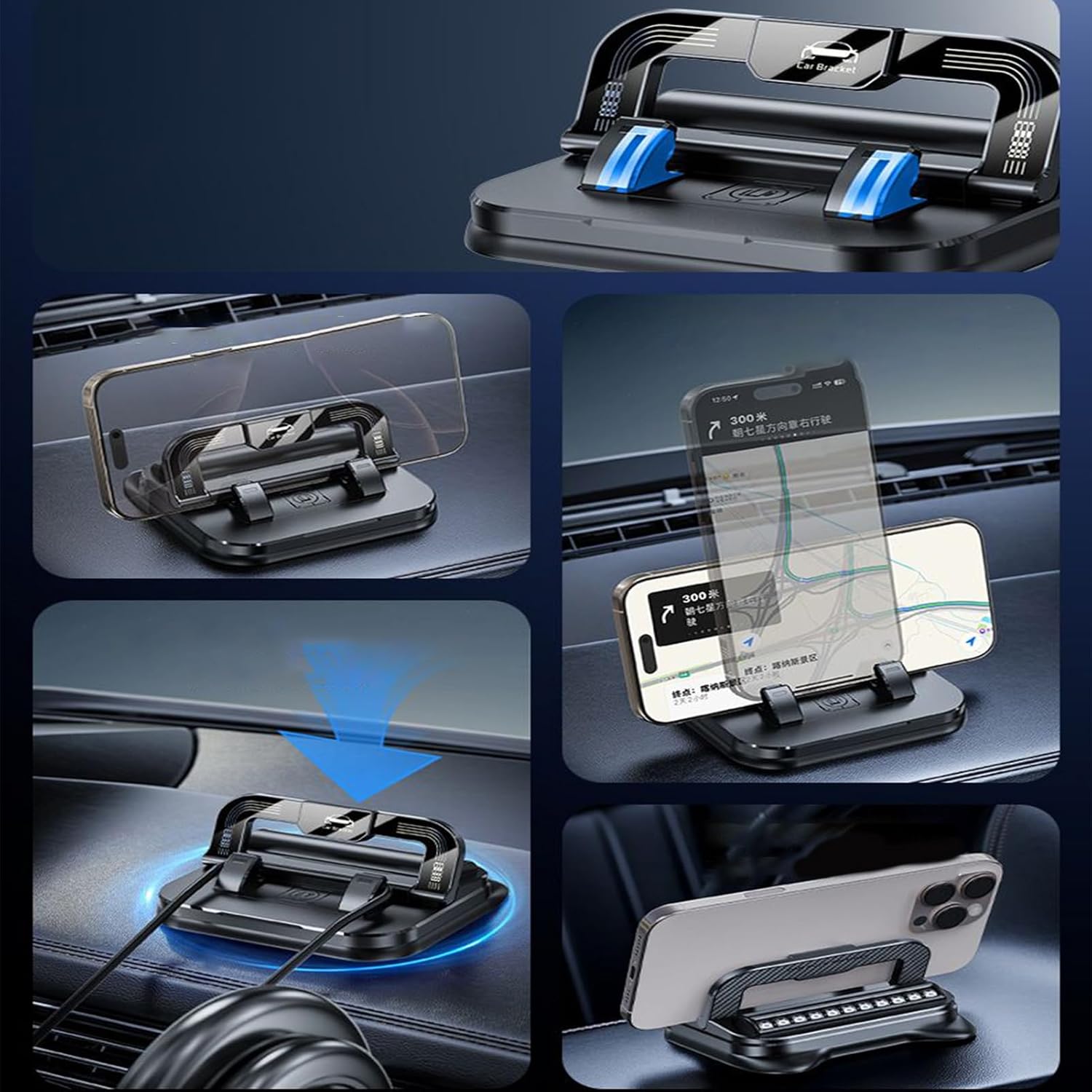 2-in-1 Car Phone Mount,Easy Installation, Portable for Cars, Trucks & RVs