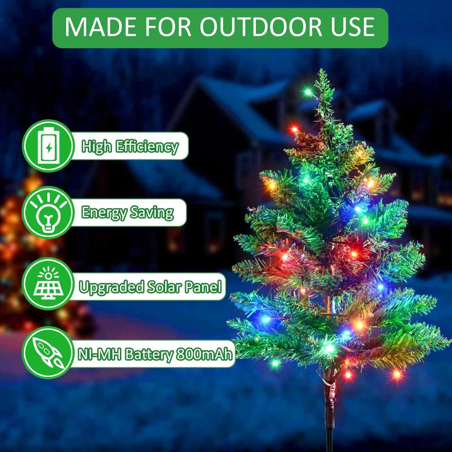Solar-Powered Waterproof 120 LED Outdoor Christmas Garden Stake Lights