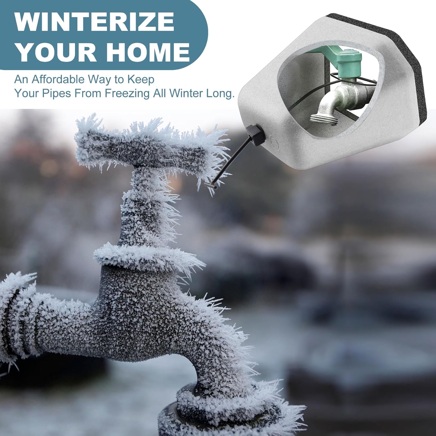 Outdoor Insulated Foam Faucet Cover – Winter Freeze Protection (2 Pack)