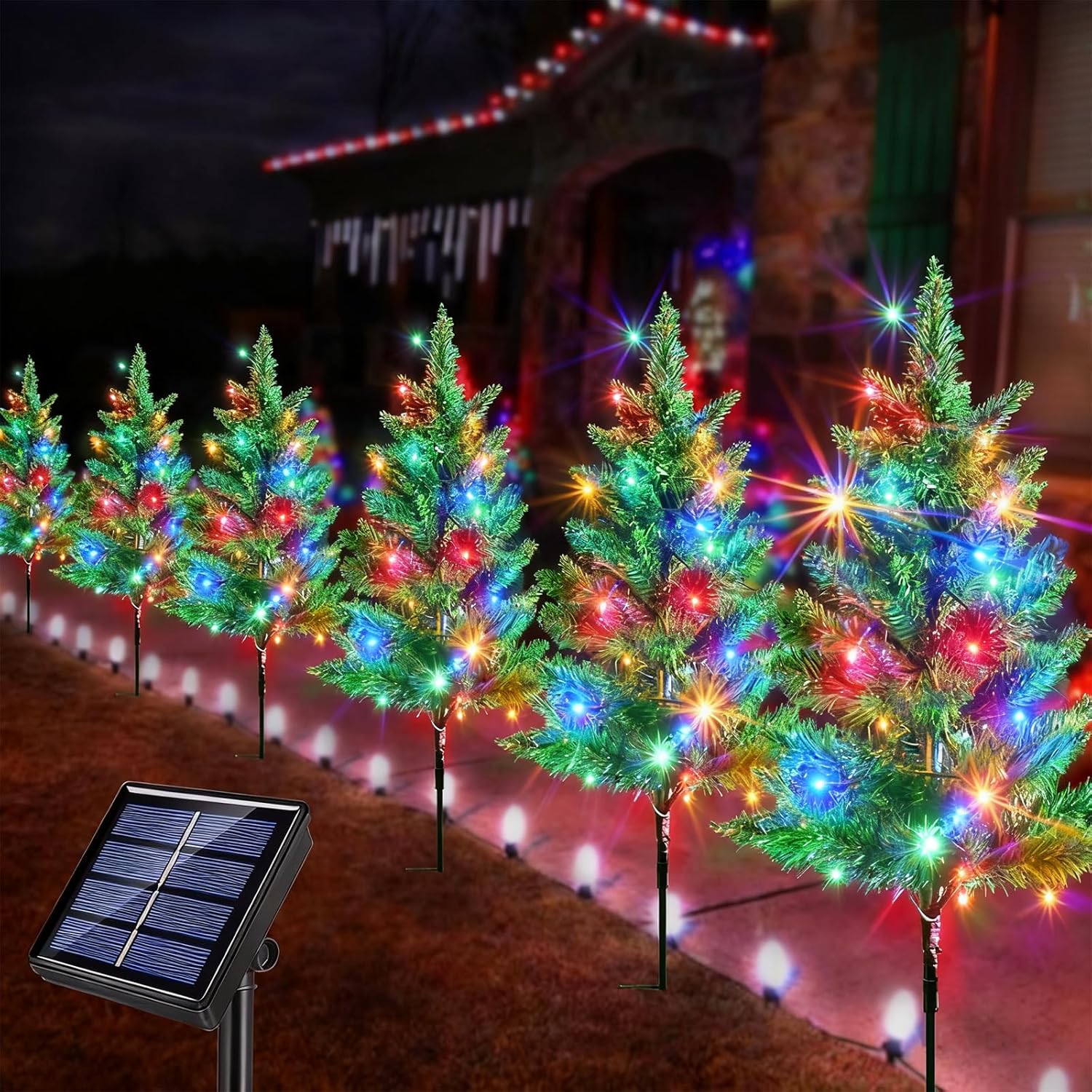 Solar-Powered Waterproof 120 LED Outdoor Christmas Garden Stake Lights