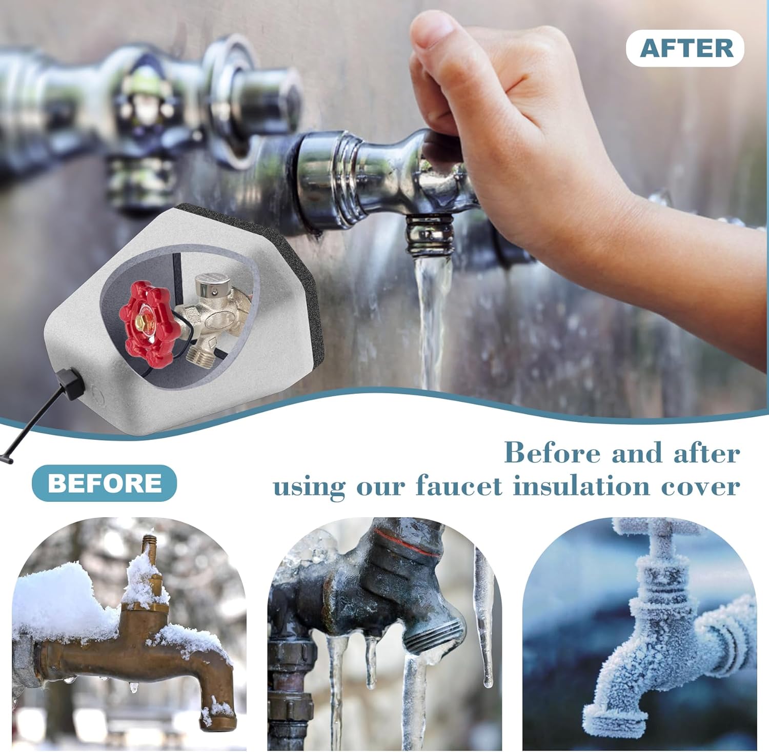 Outdoor Insulated Foam Faucet Cover – Winter Freeze Protection (2 Pack)