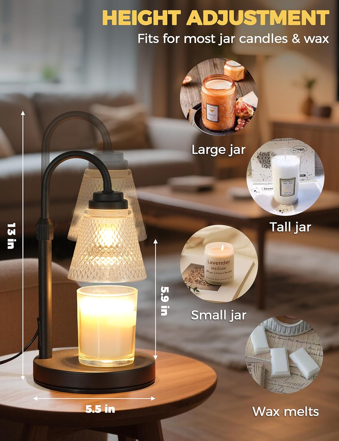 Premium Candle Warmer Lamp with Timer & Dimmer