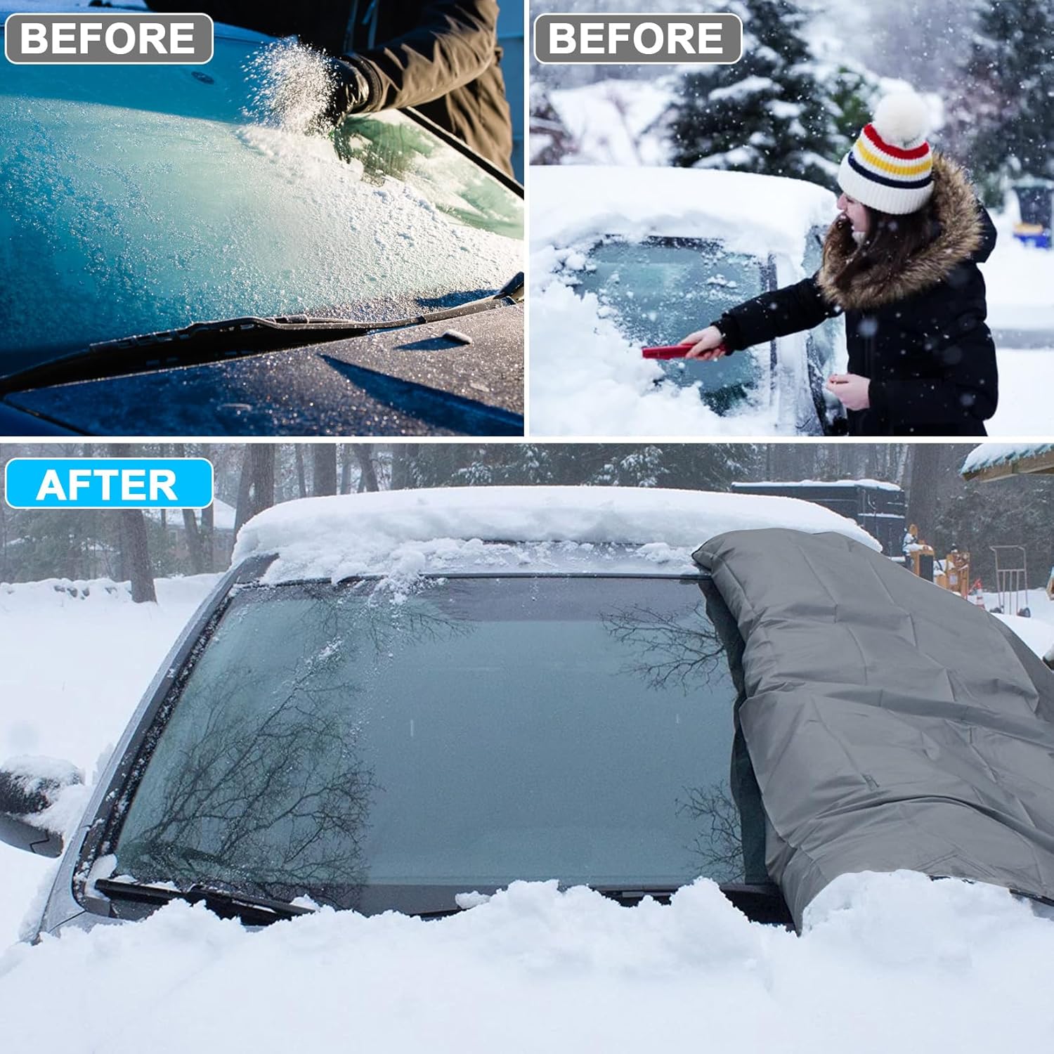 Heavy Duty Windshield Cover for Ice & Snow,Universal Fit for Cars, SUVs, Vans, Trucks