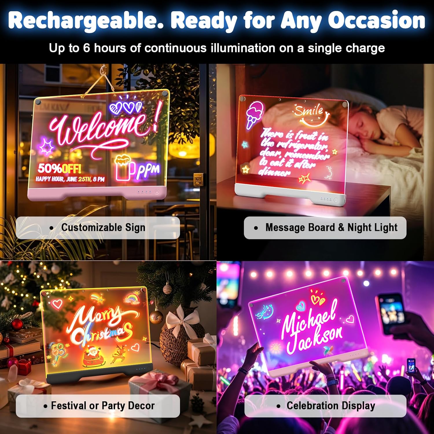 Rechargeable Doodle Glow LED Note Board