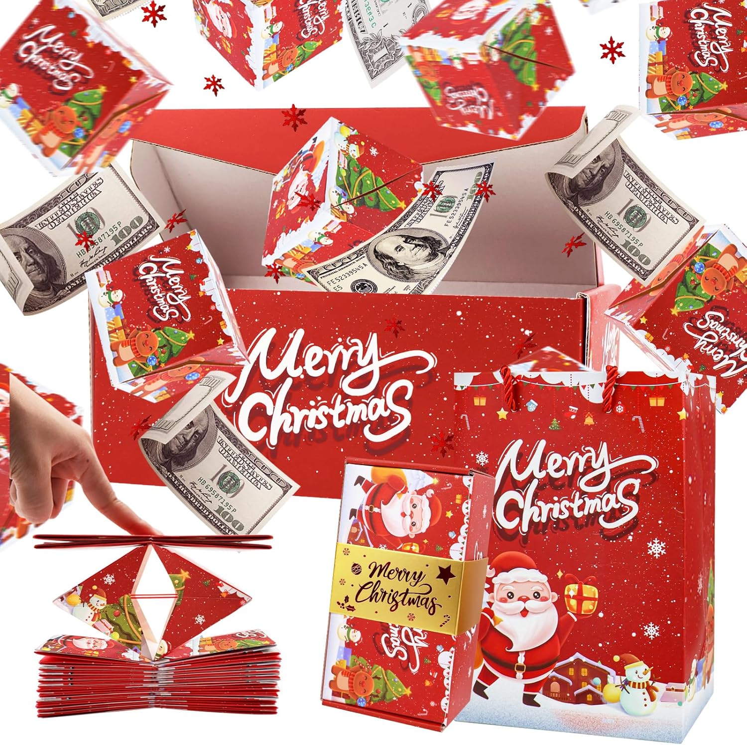 Money Explosion Surprise Gift Box – Folding Bouncing Red Envelope Box with Confetti.