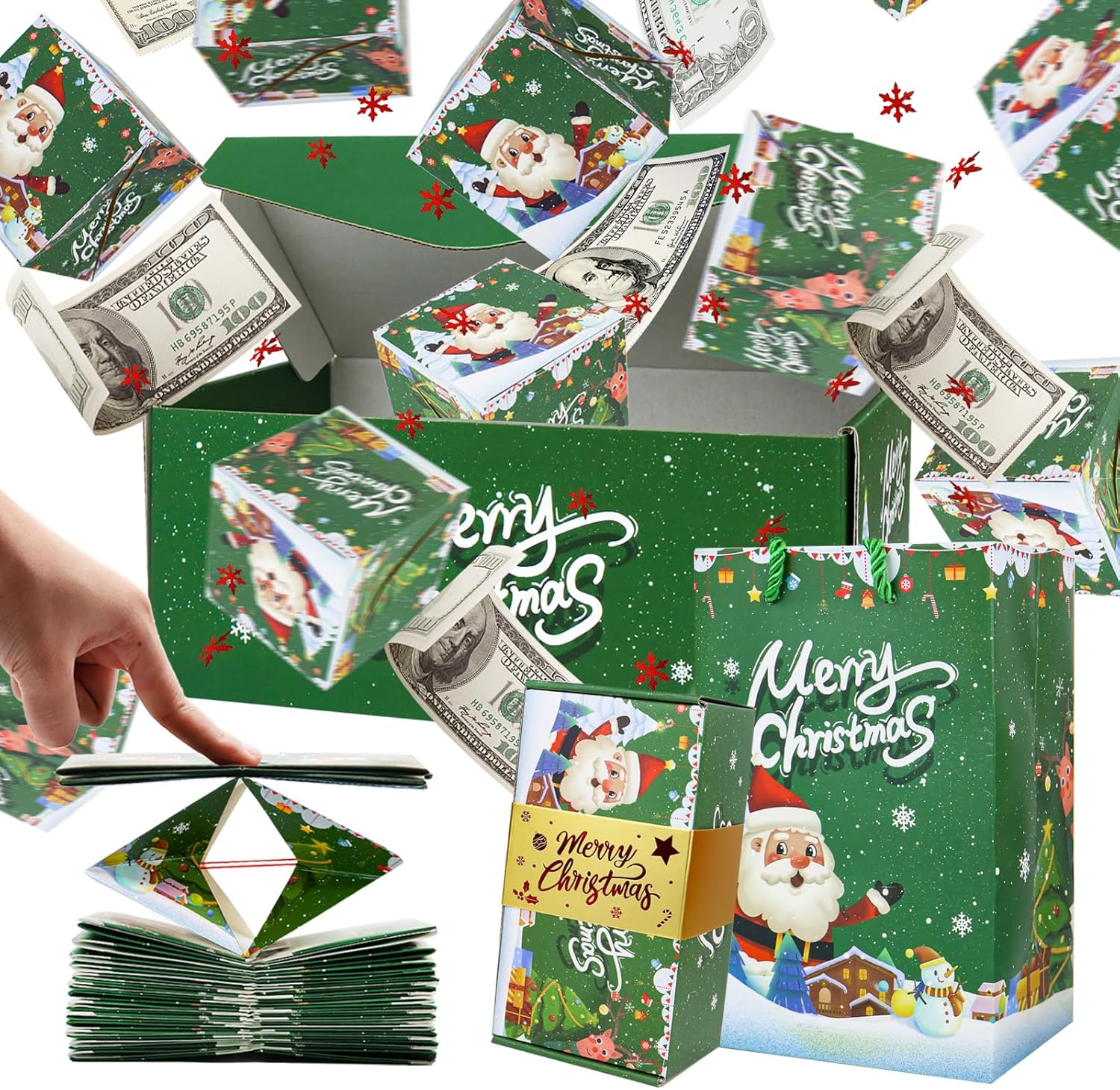 Money Explosion Surprise Gift Box – Folding Bouncing Red Envelope Box with Confetti.