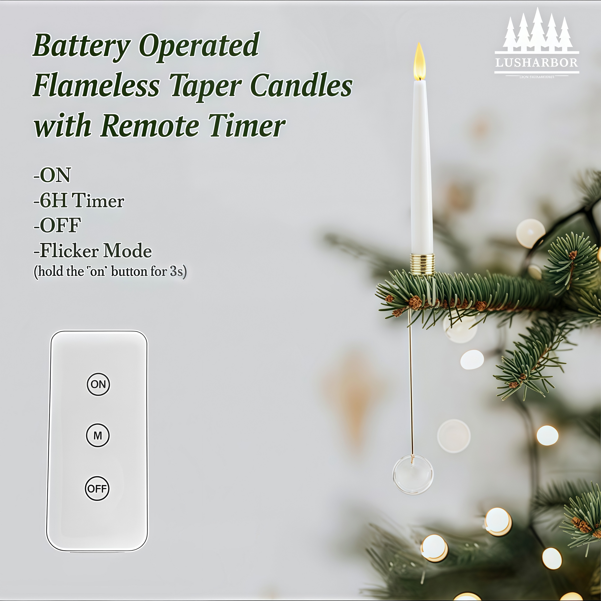 🎄Christmas Tree Led Candles with Clear Crystal Ball Hook